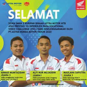 Kalahkan 685 SMK, Perwakilan SMK Binaan Astra Motor NTB Raih Juara 1 Dalam Vocational Video Challenge 2020