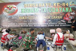 Korem 162/WB Gandeng PMI Gelar Donor Darah HUT Kodam IX/Udayana Ke 64