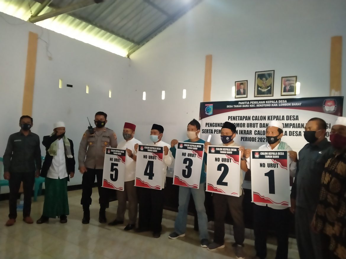 Panpilkades Di Sekotong Lombok Barat,Tetapkan Nomor Urut Calon Kades.