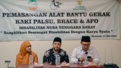 Kolaborasi dan Sinergitas NTB Care, APDL dan BAZNAS RI Berikan Alat Bantu Gerak Kaki Palsu Kepada Disabilitas NTB