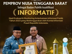 Lima Tahun Berturut-turut, Pemprov NTB Raih Provinsi Informatif dari Komisi Informasi Pusat RI