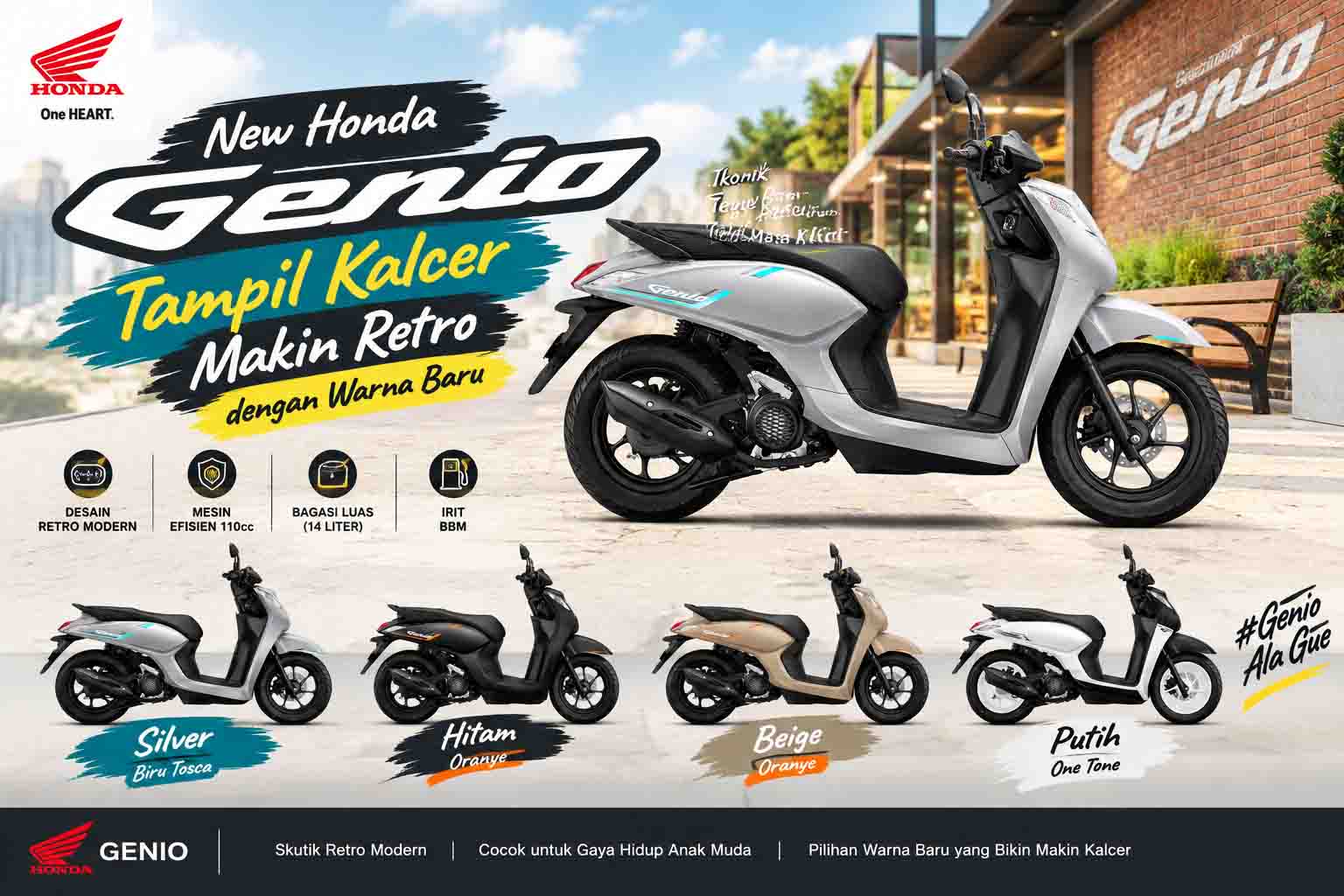 Poster Honda Genio Gaya Retro Modern